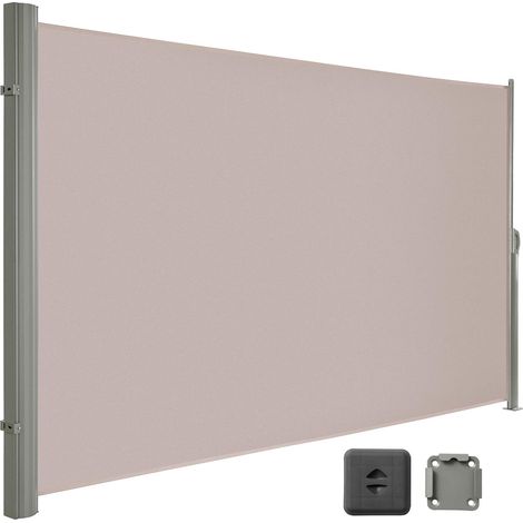 Seitenmarkise, Rahmen aus Vollaluminium, 180 x 450 cm, ausziehbar Markise, Sichtschutz, seitliche Vordächer, Balkone, Terrassen, Garten, Sonnenschutz, Seitenrollo, LARMNEE ETP1845BP02