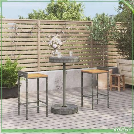 Ensemble de bar de jardin - FAFEICY - 3187715 - Gris - Résine tressée (polyrotin) - Assises acacia massif (1/5)
