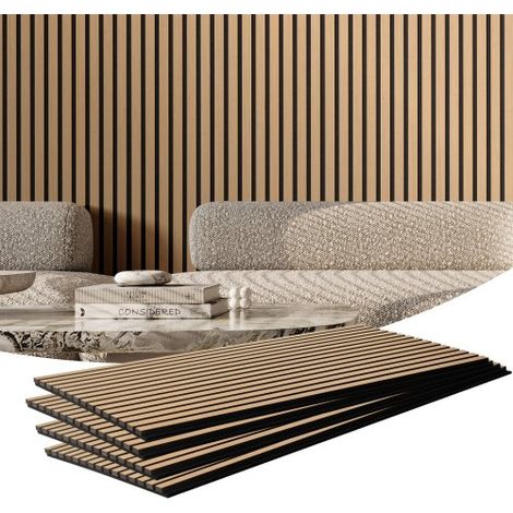 Panneaux acoustiques à lattes en bois 1200 x 600 mm lamelles (1/5)