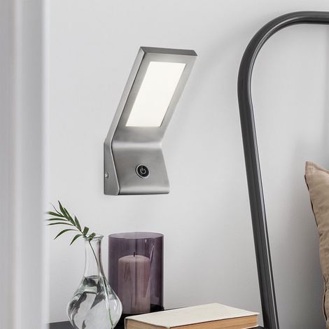 Wandleuchte Wohnzimmer WandlampeTouchdimmer Glas silber, Metall, 1x  LED, BxH 9x22 cm