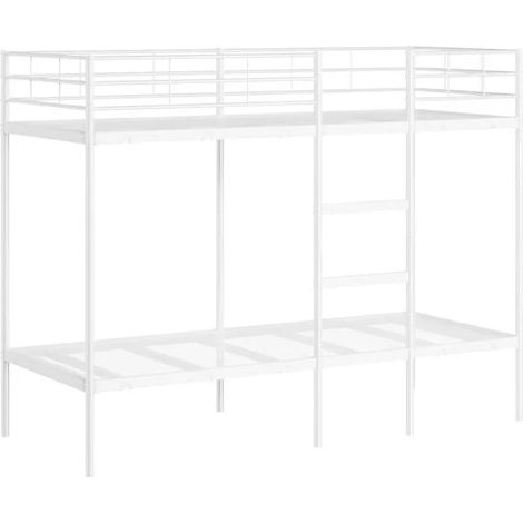 Lit superposé blanc (matelas non inclus), 75 x 190 cm, structure en acier (1/5)