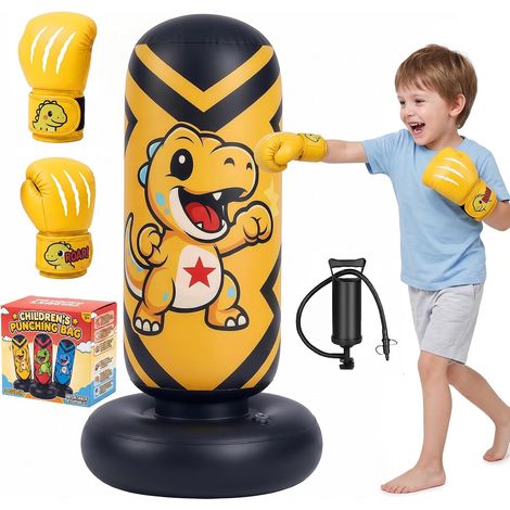 130cm Sac de Frappe Enfant Gonflable avec Gants et Pompe (1/5)