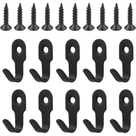 10 Pièces Crochets Simples Noir Crochet Manteau Mural Crochet en Acier Inoxydable Rétro Mini Patère Crochet a Visser avec 10 Vis pour Porte, Mur, Salle de Bain, Cuisine (1/5)
