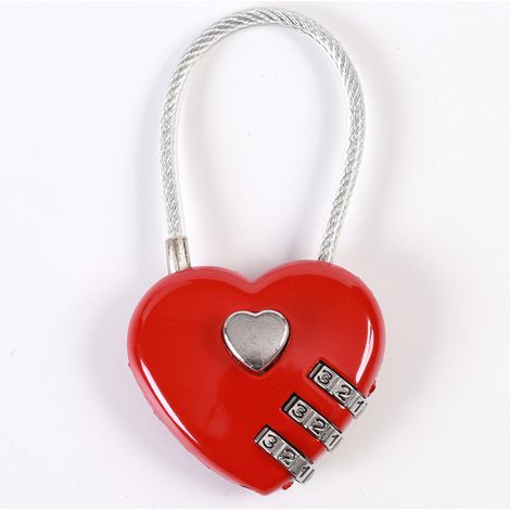 1 cadenas rouge pour couples, cadenas à combinaison à 3 chiffres en forme de cœur (1/3)