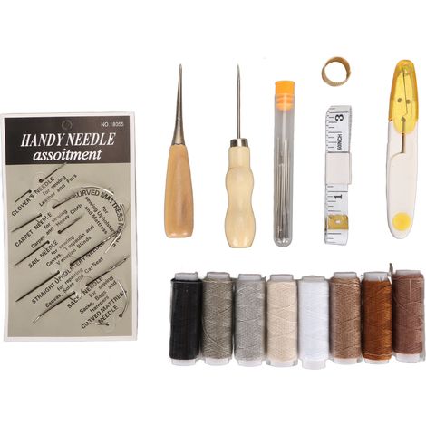 Lot de 30 aiguilles à coudre le cuir, kit de réparation avec grands chas, outils et fournitures pour travaux manuels DIY. (1/5)