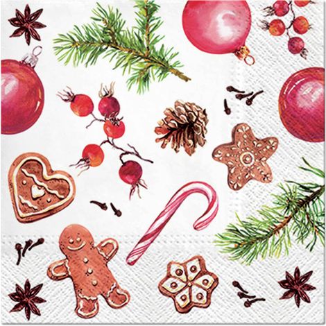 20 serviettes papier Friandise de noel