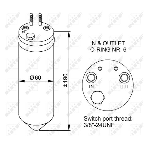 Filtre déshydratant, climatisation NRF 33256 KIA 0K55261500A 0K56E61500