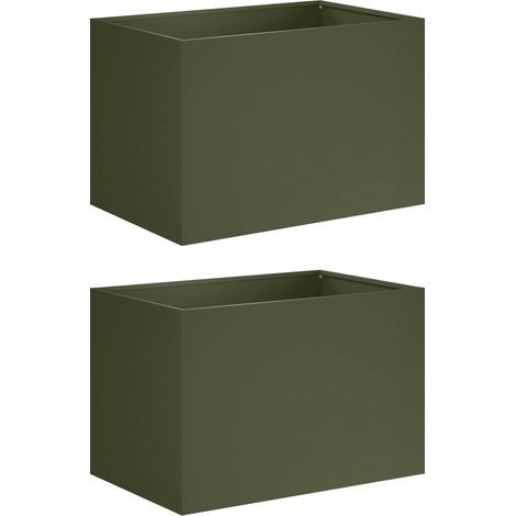 Maison Exclusive - Cache-pot de jardin 2 pc Vert olive 50 x 40 x 40 cm (1/5)