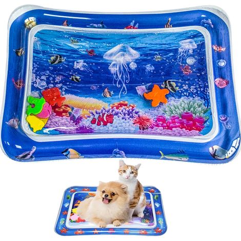 Tapis sensoriel aquatique pour chats, tapis de jeu aquatique sensoriel, tapis rafraîchissant et sensoriel aquatique pour enfants, version épaisse pour l'été, idéale pour les petits chiens et chats. (1/5)