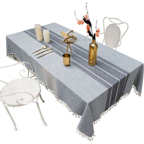 1pc Gray Cotton Linen Rectangular Tablecloth 90x90cm Modern Table Cloth for Rectangle Table Home Kitchen Decor (1/4)
