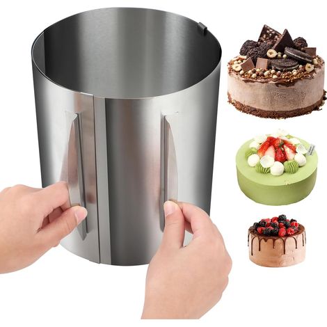 Cercle a Patisserie réglable, Hauteur 20 cm, Cercles et Cadres à pâtisserie en Acier Inoxydable, diamètre réglable de 16 à 30 cm, adapté pour la Cuisson de gâteaux (1/5)