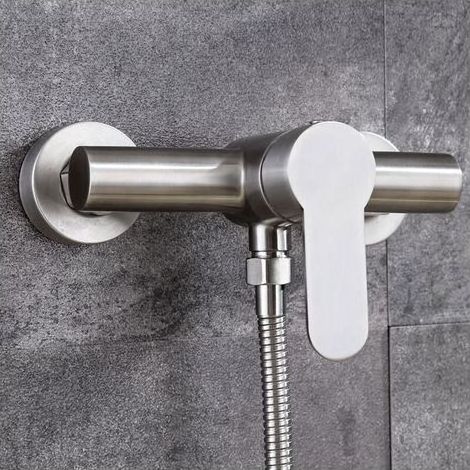 Lntyq Mitigeur de douche mural en acier inoxydable avec levier unique pour eau froide et eau chaude