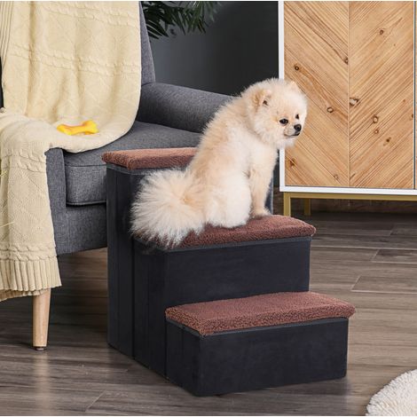Scaletta pieghevole per animali a 3 gradini con vano, MDF, nero 40 x 54 x 48 cm HAVRYA (1/5)