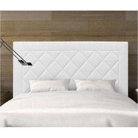 Cabecero Romo tapizado en polipiel blanco. 130 cm (alto), 160 cm (ancho), 7 cm (fondo). (1/3)