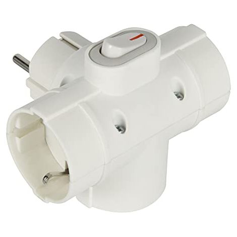 Adattatore triplo 3 prese laterali schuko con interruttore on off bianco electraline 55090 (1/4)