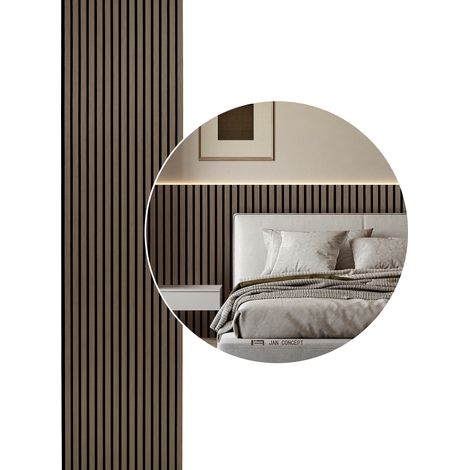 Wolketon Paneles acústicos para paredes Paneles murales modernos de chapa de madera y fieltro Revestimiento mural MDF 1x 120x60x2.1cm nogal