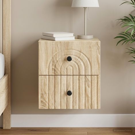 vidaXL Cabinet de chevet mural Chêne Sonoma 33 x 34,5 x 40 cm (1/5)