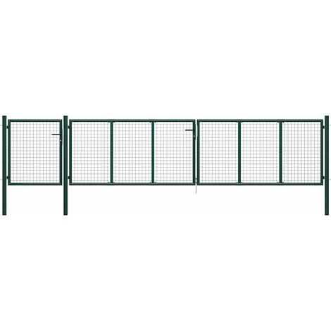 vidaXL Portail de jardin en acier vert 500 x 75 cm (1/5)
