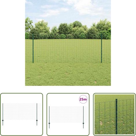 vidaXL Terrassenzaun - Zaun mit Pfosten Grün 1 x 25 m Stahl (1/5)