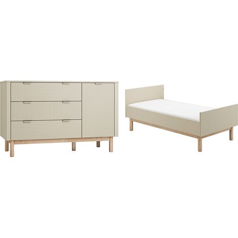 Lettino evolutivo 70x140 e Cassettiera a 3 cassetti 1 anta Pinio Miloo Champagne (1/5)