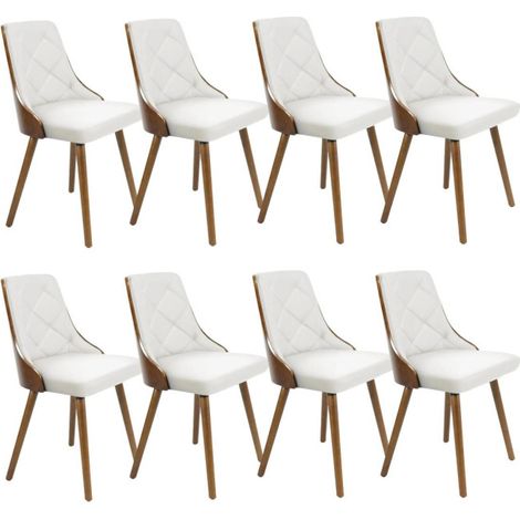 Lot de 8 Chaises Scandinave "Cargo" 79cm Noisette & Blanc (1/4)