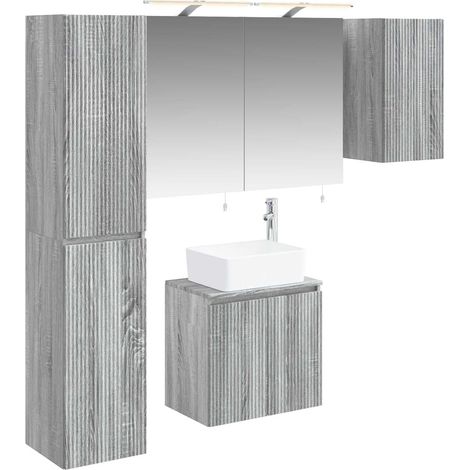 Bathroom Cabinet Set 5 pcs Grey Sonoma 50 x 14.5 x 70 cm vidaXL (1/5)