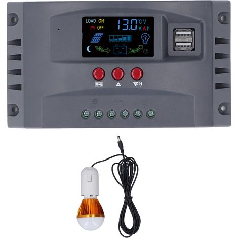 Régulateur de charge solaire MPPT 20A 12V/24V avec écran LCD lumineux et protection contre les surintensités (1/5)
