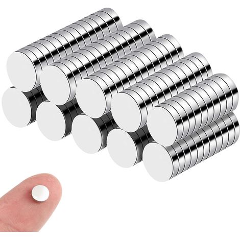 Lot de 100 petits aimants ronds en néodyme de 6 mm avec boîte de rangement pour tableau d'affichage, tableau magnétique, réfrigérateur (1/5)