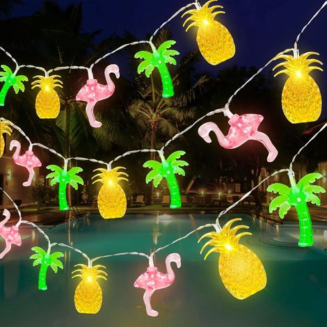 Guirlande Lumineuse Tropicale, 3 Mètre 20 LED Guirlande Lumineuse Hawaïen avec Flamant, Ananas, Palmier, Fairy Lights Hawaïenne pour Fête d'été, Plage, Tropicale, Décoration de Fête Hawaïenne (1/5)