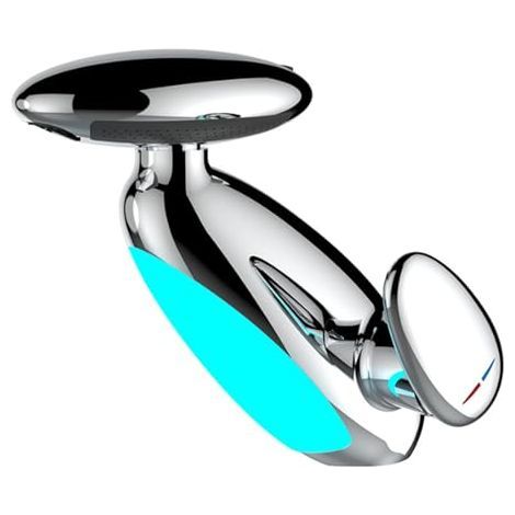 Robinet Salle Bain avec Douchette Extractible 4Types Jet d'eau avec Lumière LED Robinet avec Douchette Supérieure argent (1/2)