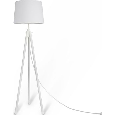 Lampadaire trépied blanc abat-jour Maytoni Calvin E27 (1/4)