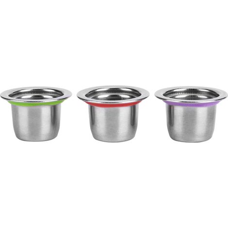 Jeffergarden 3 pièces/ensemble Capsule de café dosette réutilisable filtre rechargeable en acier inoxydable 30x22x20mm adapté pour Nespresso (1/5)