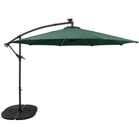 LED Cantilever Parasol 3m With Full Fan Base – Green (1/5)