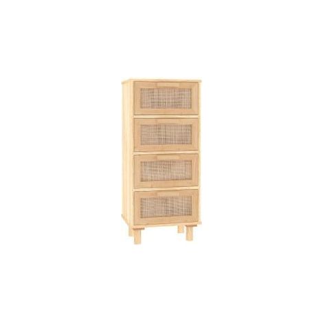Chiffonnier en bois avec 4 tiroirs en Rotin naturel 40cm - Modèle Kaliga-Naturel