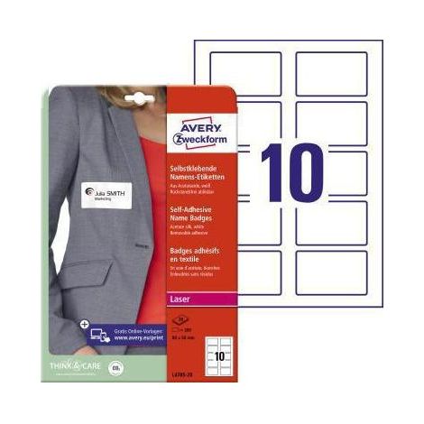 Namensetikett 80 x 50 mm (B x H) Acetatseide weiß 200 Etik./Pack. (1/4)