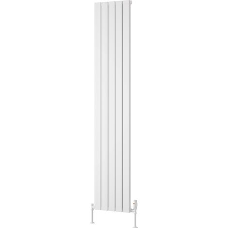 Reina Piatto Single Vertical Aluminium Radiator 1800mm H x 370mm W - White (1/4)