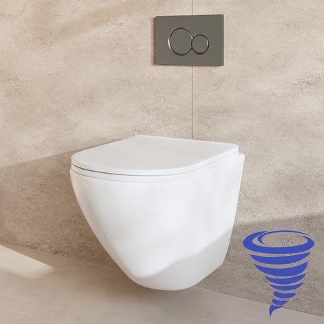 LOMAZOO Pack WC suspendu avec réservoir encastré rond blanc -