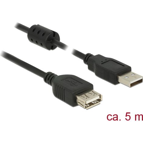 Delock alargador usb 2.0 tipo-a macho  usb 2.0 tipo-a hembra de 5,0 m negro