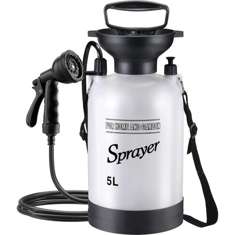 Tragbare Campingdusche (5 Liter) mit 10 Sprühmodi und 3 Meter langem Schlauch für Garten, Wandern und Picknicks