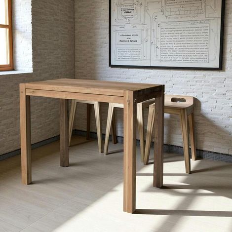 Table haute de cuisine en bois - plateau chêne 150 cm FJORD (1/3)