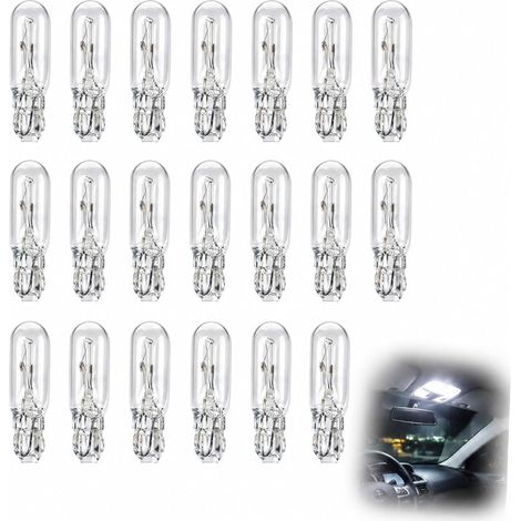 20 Pcs Ampoule Veilleuse Voiture T5 12V 1.2W, Verre de Quartz Blanc W1.2W (1/5)