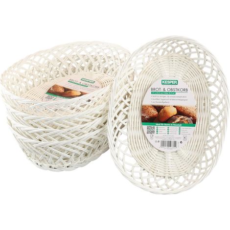 Corbeille à pain et fruits, lot de 5, matériau: plastique tressé, dimensions: 31 x 23,5 x 8,5 cm, couleur: blanc (1/5)