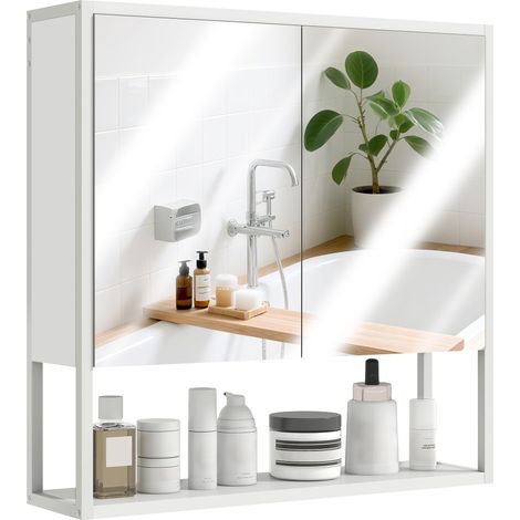 Armoire Murale Salle de Bain avec Miroir 60 x 16 x 60 cm Blanc (1/5)