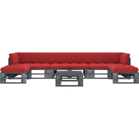 6-tlg. Paletten-Lounge-Set Grau Imprägniertes Kiefernholz (1/5)