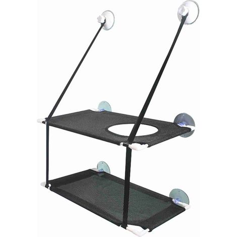 Hamac de fenêtre double couche pour chats, avec perchoir et ventouses robustes. (1/5)