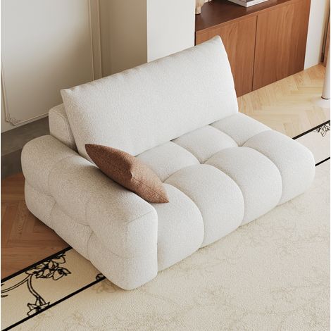 Divano chaise lounge modulare 107x36x36 cm, senza montaggio, seduta confortevole, tessuto, bianco crema (1/5)