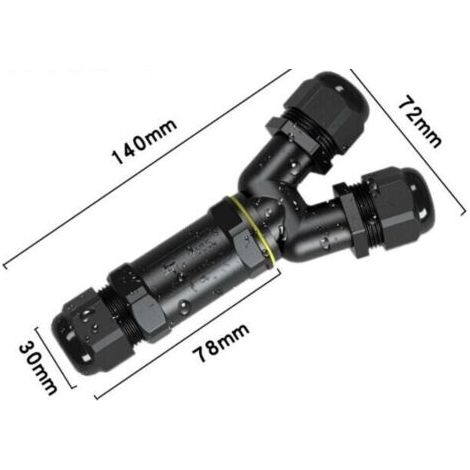Boîte de Jonction Étanche IP68 Connecteur de Câble Extérieur en 3 Pôles Y- forme pour Câble 4-8mm Coupleur de Manchon Externe Boîtier Électrique Extérieur Boîtier de Dérivation, noir