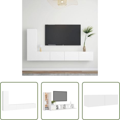 Rangement mur - Ensemble de meubles TV 3 pcs Blanc Bois d'ingénierie (1/5)