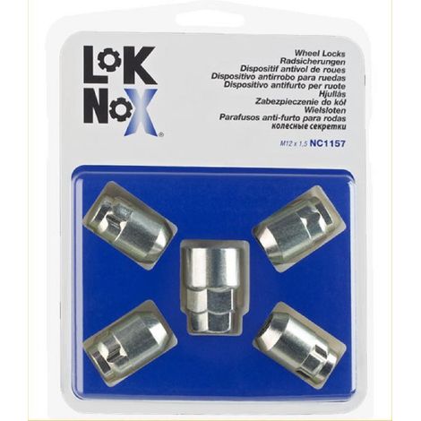 Lot de 4 écrous antivol LoKNoX M12x1.5 – Traitement anticorrosion – Clé spéciale fournie – Longueur 32.5mm – Ø19/21mm – Lampa