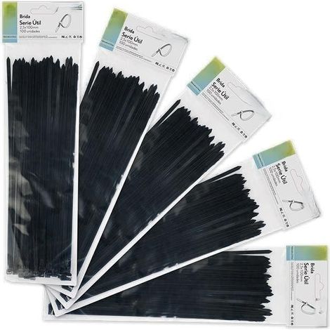Sachet de 100 serre-câbles noirs de 2,5 x 100 mm, 100% nylon 66, résistants et durables pour fixer les câbles et organiser les câbles.